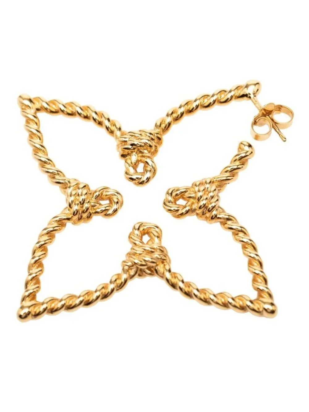 Louis Vuitton Nautical Monogram Flower Hoop Earrings Gold Plated
